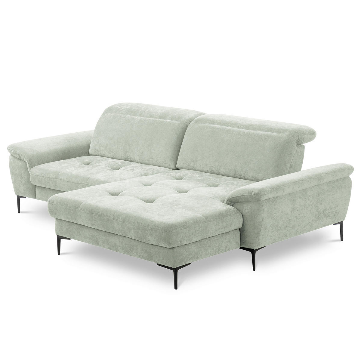 ECKSOFA  Webstoff Mintgrün  - Schwarz/Mintgrün, Design, Textil/Metall (268/195cm) - Livetastic