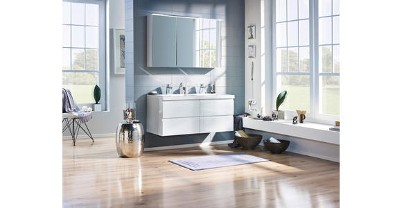 BADEZIMMER in 120 cm - Weiß, Design, Glas/Holzwerkstoff (120cm) - Novel