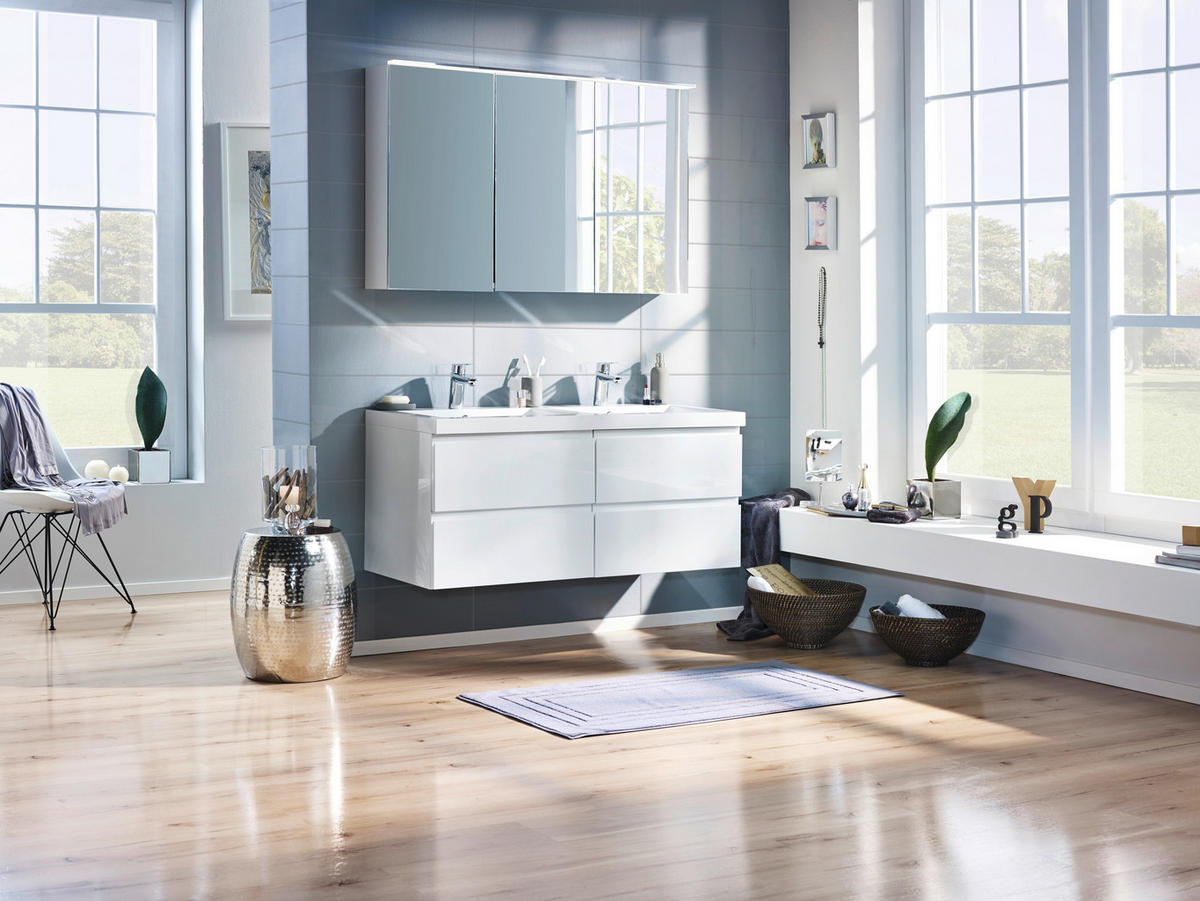 BADEZIMMER  in 120 cm  - Weiß, Design, Glas/Holzwerkstoff (120cm) - Novel
