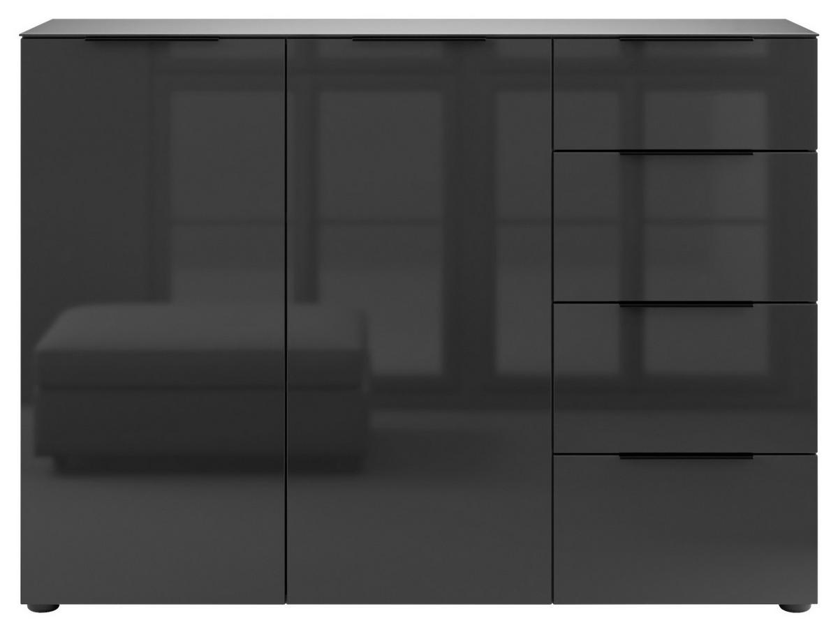 SIDEBOARD Style  in 135/99/40 cm  - Anthrazit/Anthrazit Hochglanz, Basics, Glas/Holzwerkstoff (135/99/40cm)
