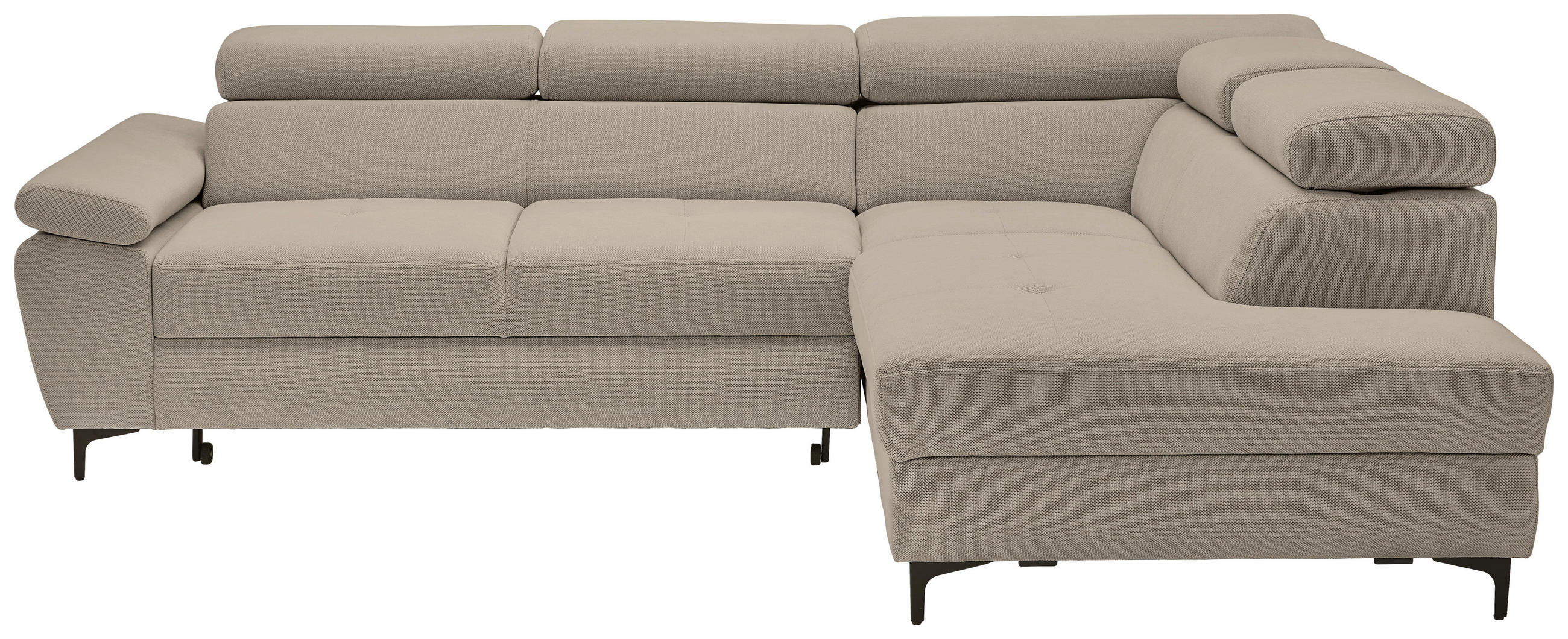 ECKSOFA inkl. Funktion COMBO Schlammfarben Flachgewebe  - Schlammfarben/Schwarz, Design, Textil/Metall (266/206cm) - Stylife