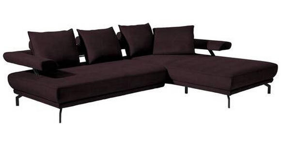 ECKSOFA in Mikrofaser Dunkelbraun  - Dunkelbraun/Schwarz, Design, Textil/Metall (305/224cm) - Dieter Knoll