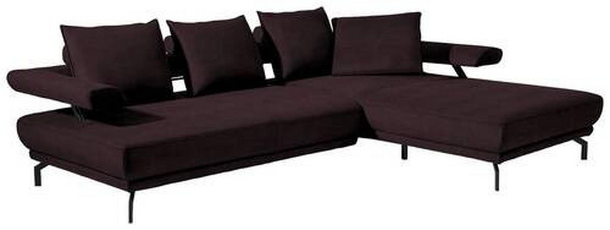 ECKSOFA in Mikrofaser Dunkelbraun  - Dunkelbraun/Schwarz, Design, Textil/Metall (305/224cm) - Dieter Knoll