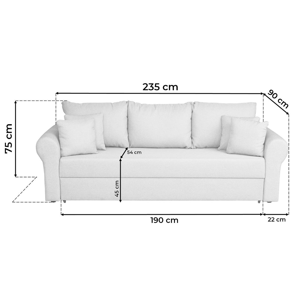 SCHLAFSOFA in Flachgewebe Grau  - Schwarz/Grau, Design, Kunststoff/Textil (235/75/90cm) - P & B