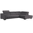 ECKSOFA in Mikrofaser Grau  - Schwarz/Grau, Design, Textil/Metall (301/207cm) - Xora