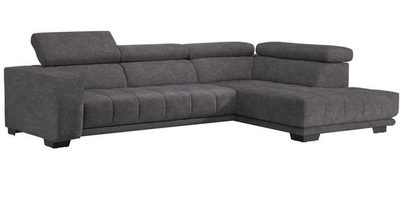 ECKSOFA in Mikrofaser Grau  - Schwarz/Grau, Design, Textil/Metall (301/207cm) - Xora