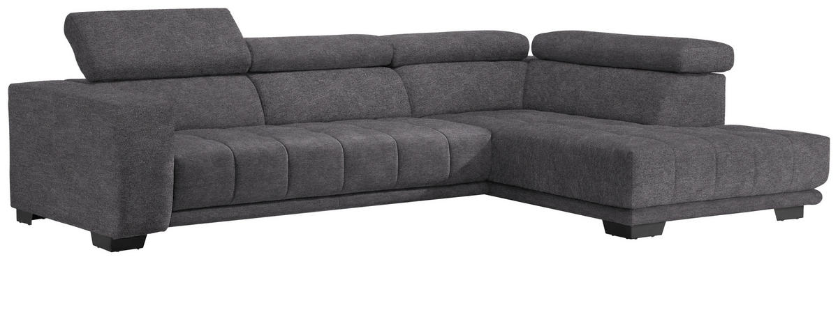 ECKSOFA in Mikrofaser Grau  - Schwarz/Grau, Design, Textil/Metall (301/207cm) - Xora