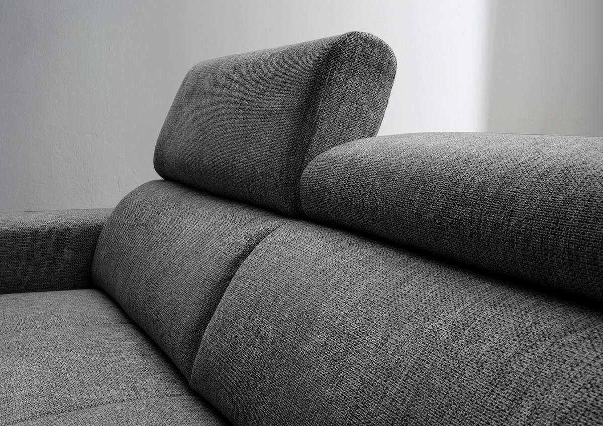 ECKSOFA Anthrazit Chenille  - Anthrazit/Schwarz, KONVENTIONELL, Textil/Metall (276/188cm) - Livetastic