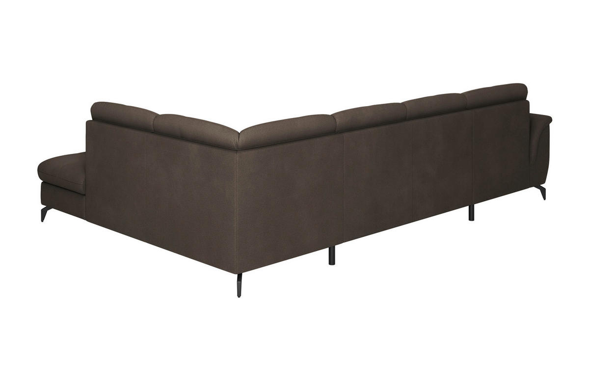 WOHNLANDSCHAFT Dunkelbraun Flachgewebe  - Dunkelbraun/Schwarz, MODERN, Textil/Metall (164/319/212cm) - Sit & More