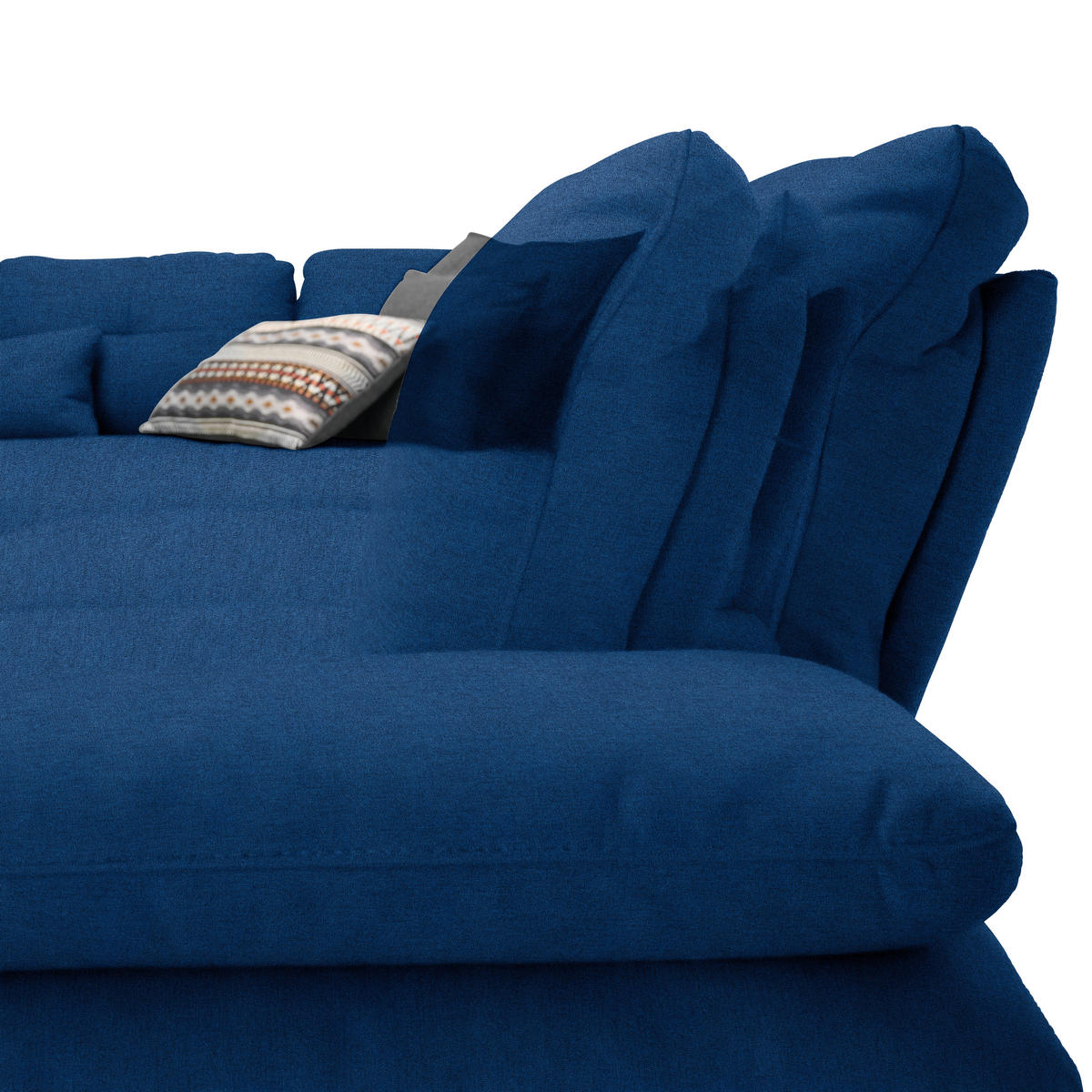 ECKSOFA in Flachgewebe Blau  - Blau/Schwarz, Design, Textil/Metall (271/344cm) - Chilliano