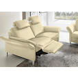 3-SITZER-SOFA Latina in Echtleder Creme   - Creme/Alufarben, Design, Leder/Metall (190/82/99cm) - Dieter Knoll