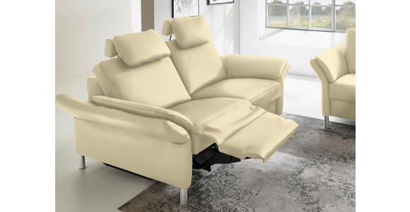 3-SITZER-SOFA Latina in Echtleder Creme   - Creme/Alufarben, Design, Leder/Metall (190/82/99cm) - Dieter Knoll