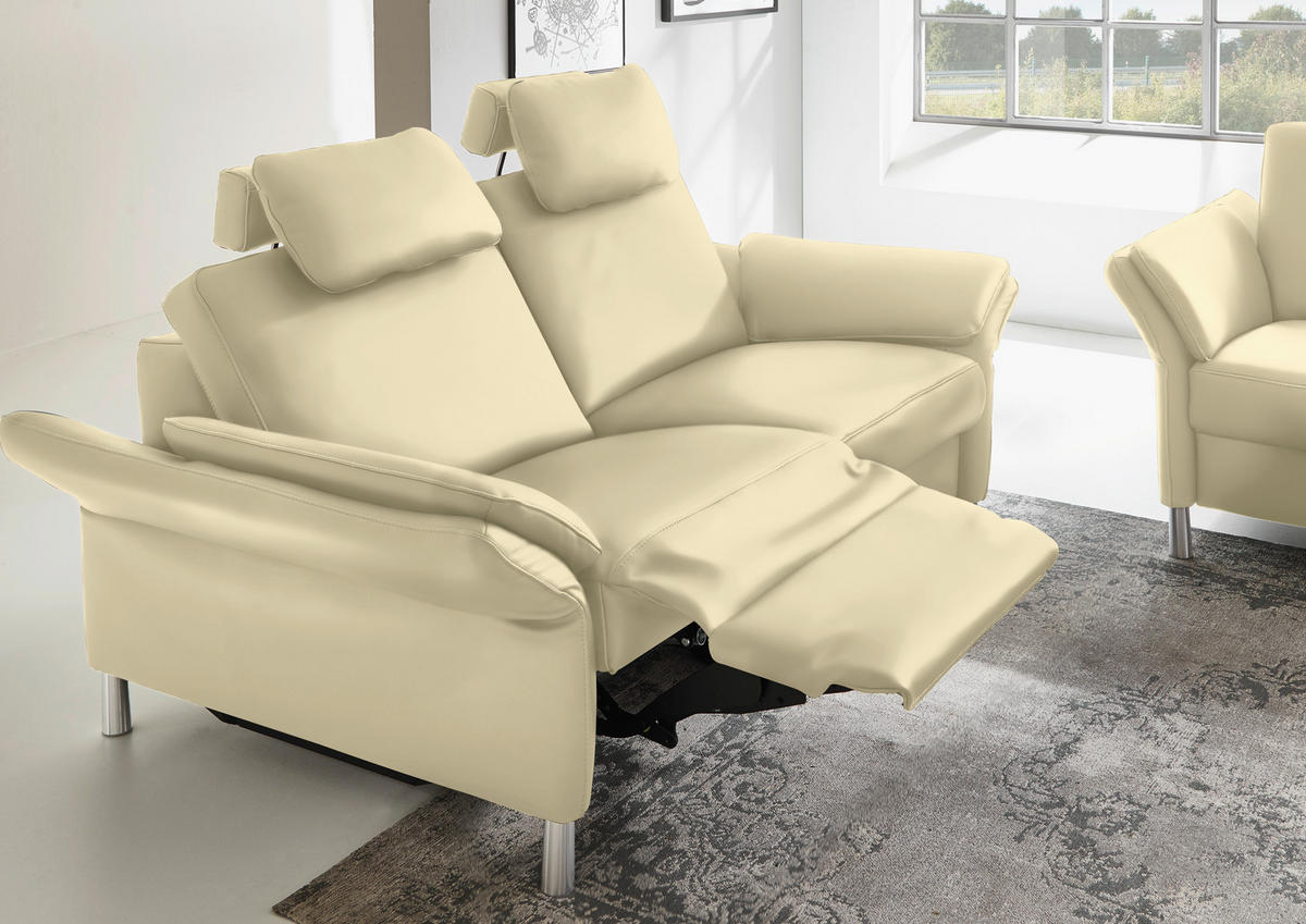 3-SITZER-SOFA in Leder Creme  - Creme/Alufarben, Design, Leder/Metall (190/82/99cm) - Dieter Knoll
