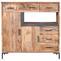 COMODĂ ÎNALTĂ 135/132/40 cm  - culoare natur/negru, Natur, metal/lemn (135/132/40cm) - MID.YOU