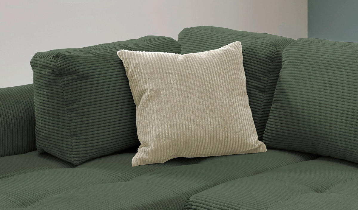 CANAPÉ D'ANGLE in Cord Grün  - beige/vert, Design, textile/bois (190/250cm) - MID.YOU