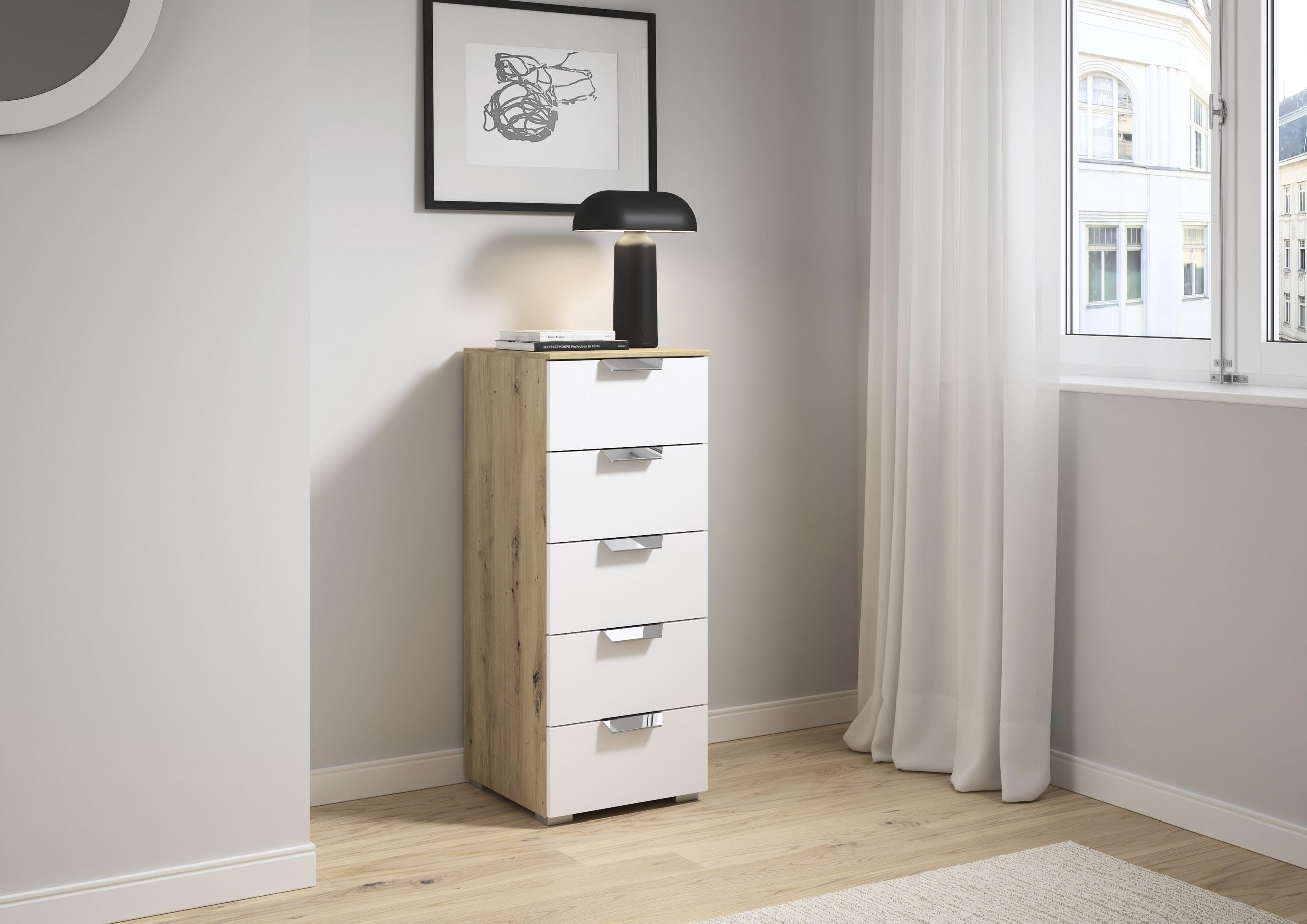 KOMMODE  in 40/100/42 cm  - Chromfarben/Weiß, Design, Holzwerkstoff/Metall (40/100/42cm) - Xora