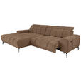 ECKSOFA inkl.Funktionen Hellbraun Chenille  - Hellbraun/Schwarz, MODERN, Textil/Metall (195/300cm) - Xora