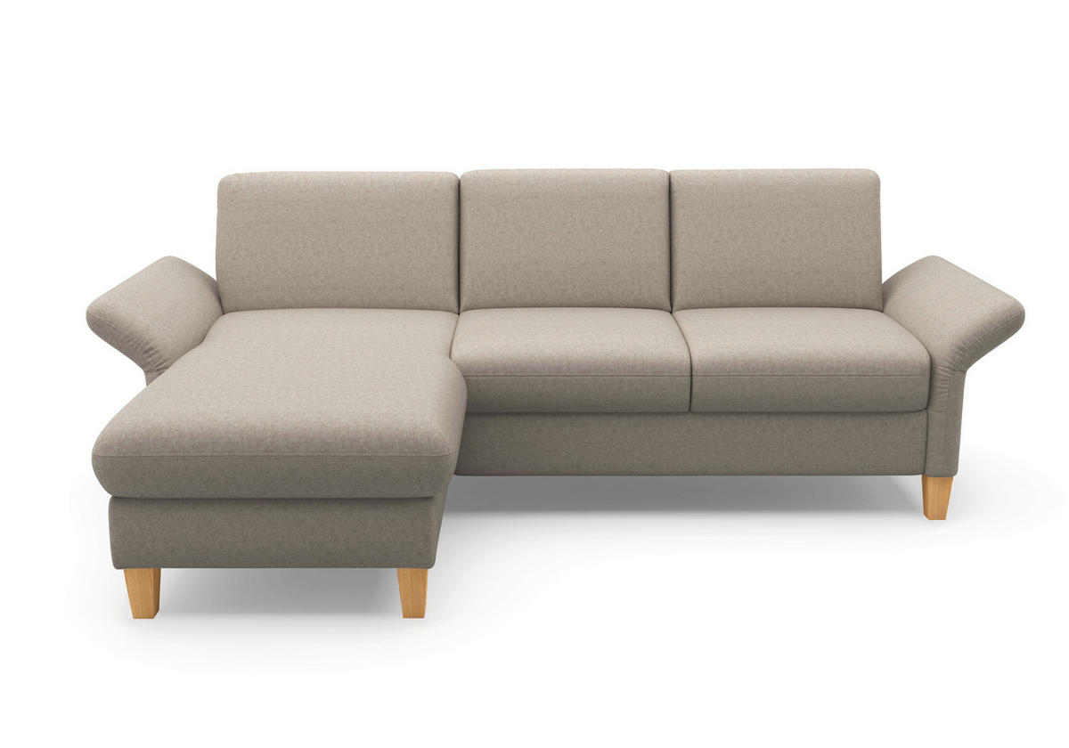 ECKSOFA ROCHELLE E Taupe Flachgewebe  - Taupe/Eichefarben, KONVENTIONELL, Holz/Textil (164/251cm) - Sit & More