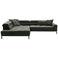 ECKSOFA in Feincord Olivgrün  - Schwarz/Olivgrün, Konventionell, Textil/Metall (219/311cm) - Hom`in