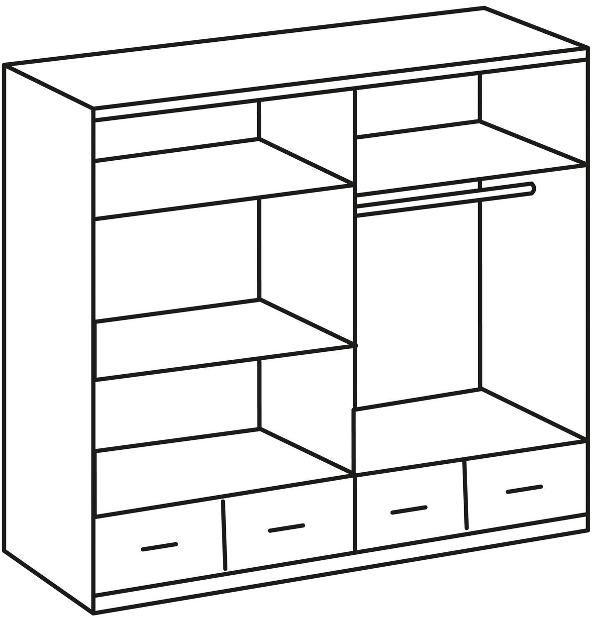 DREHTÜRENSCHRANK 180/199,5/58 cm 4-türig Weiß  - Alufarben/Weiß, KONVENTIONELL, Glas/Holzwerkstoff (180/199,5/58cm) - MID.YOU