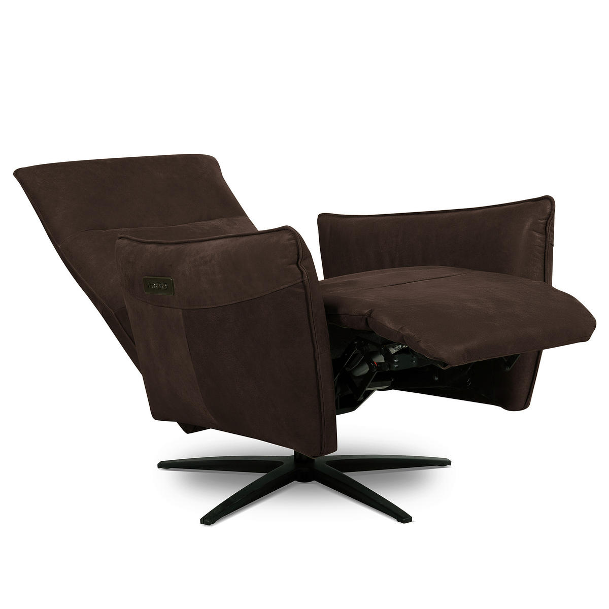 RELAXSESSEL Leder Dunkelbraun  - Dunkelbraun/Schwarz, Design, Leder/Metall (77/107/88cm) - Livetastic