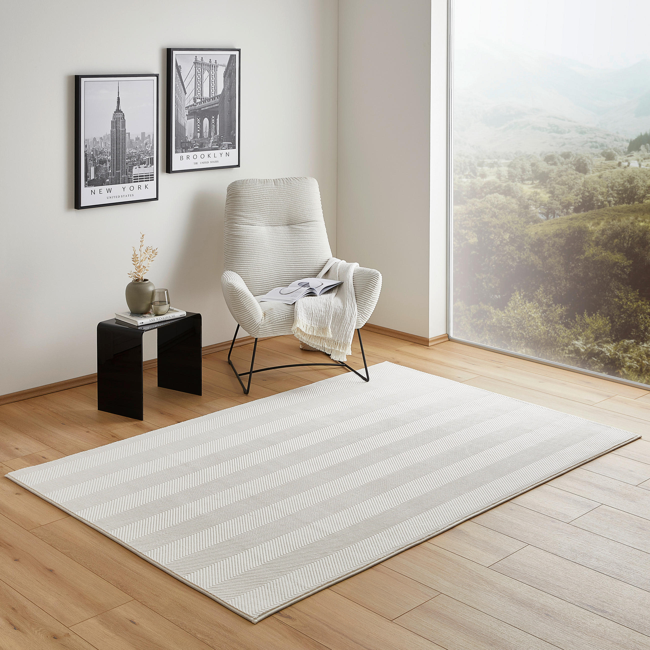 VŠÍVANÝ KOBEREC, 140/200 cm, bílá - bílá, Design, textil (140/200cm) - Novel