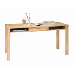 SCHREIBTISCH 150/70/76 cm  in Kernbuche  - Chromfarben/Kernbuche, Natur, Holz/Metall (150/70/76cm) - Linea Natura