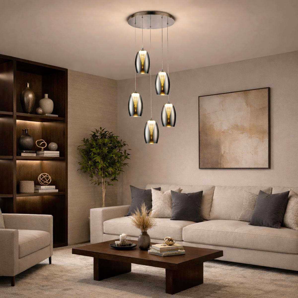 LED-HÄNGELEUCHTE 33/180 cm    - Chromfarben, Design, Glas/Metall (33/180cm) - Brilliant