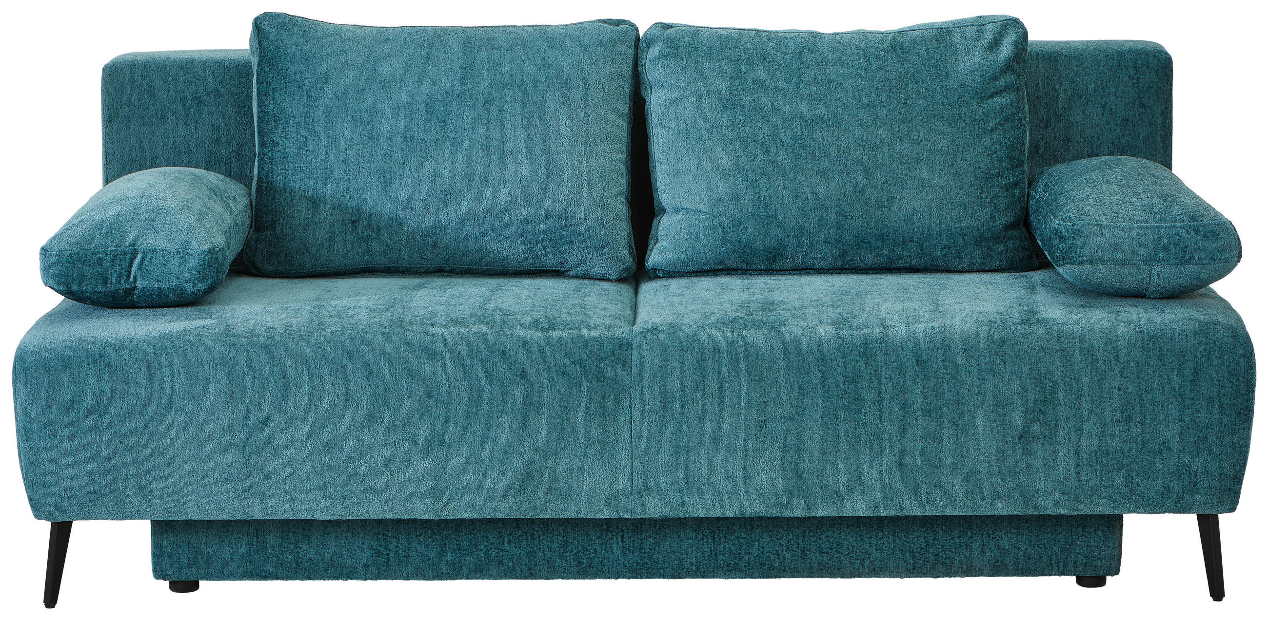 SCHLAFSOFA  mit Liegefunktion, Rücken echt Webstoff Petrol  - Petrol/Schwarz, MODERN, Textil/Metall (200/90/100cm) - Ti'me