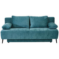 SCHLAFSOFA  mit Liegefunktion, Rücken echt Webstoff Petrol  - Petrol/Schwarz, MODERN, Textil/Metall (200/90/100cm) - Ti'me