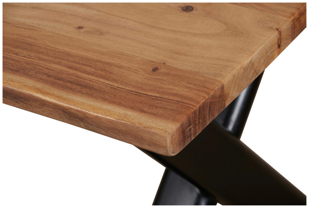 ESSTISCH in Holz 160/90/76 cm   - Schwarz/Naturfarben, MODERN, Holz/Metall (160/90/76cm) - Livetastic