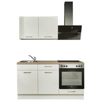 KÜCHENBLOCK 160 cm   in Weiß, Eichefarben  - Edelstahlfarben/Eichefarben, Design, Holzwerkstoff/Metall (160cm) - Pino