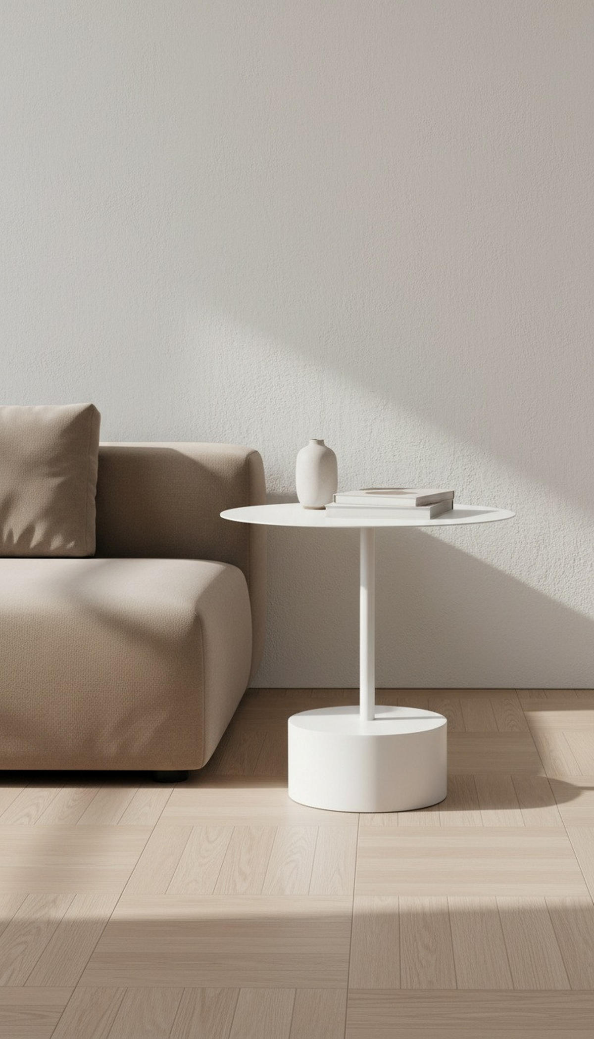 BEISTELLTISCH Weiß rund  - Weiß, Design, Metall (50/50cm)