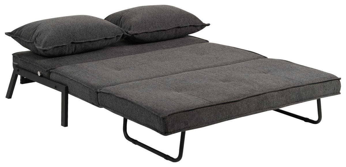 KANAPÉÁGY sötétszürke  - fekete/sötétszürke, Design, textil/fém (151/70/86/97cm) - Livetastic