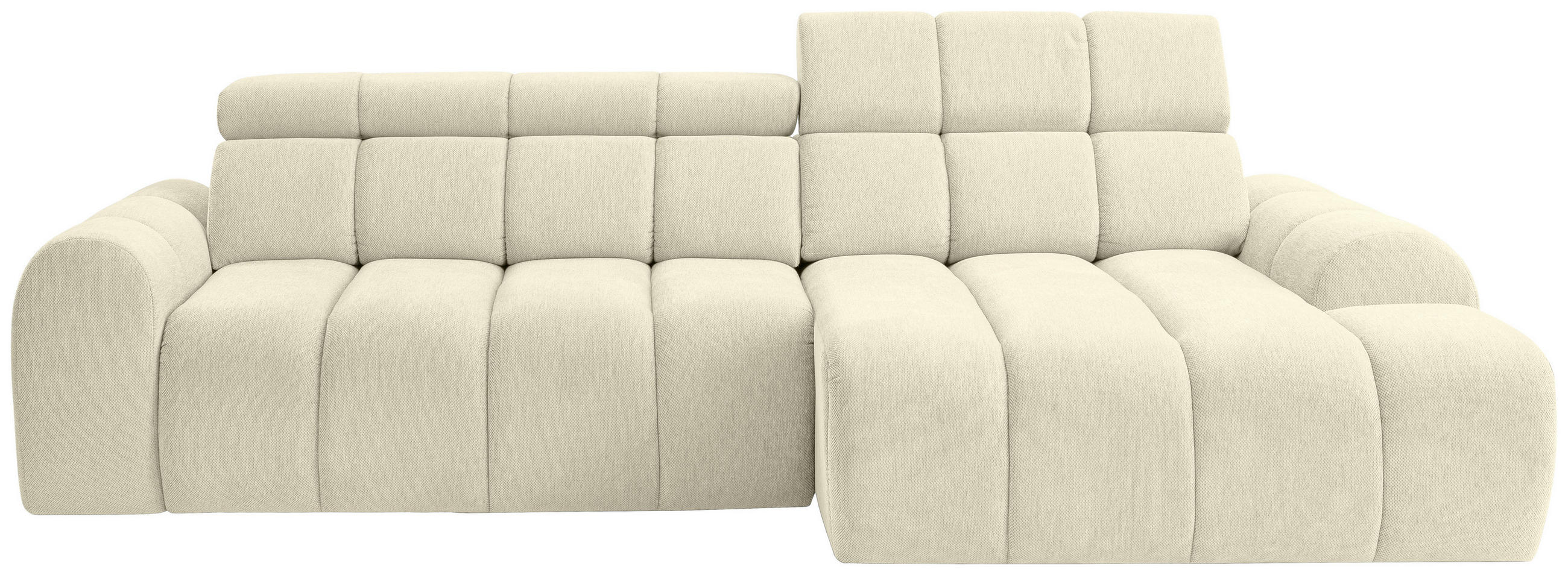 ECKSOFA Creme Chenille Bettkasten, Rücken echt, Kopfteilverstellung, Sitzvorzug  - Creme/Schwarz, Design, Kunststoff/Textil (290/152cm) - Stylife