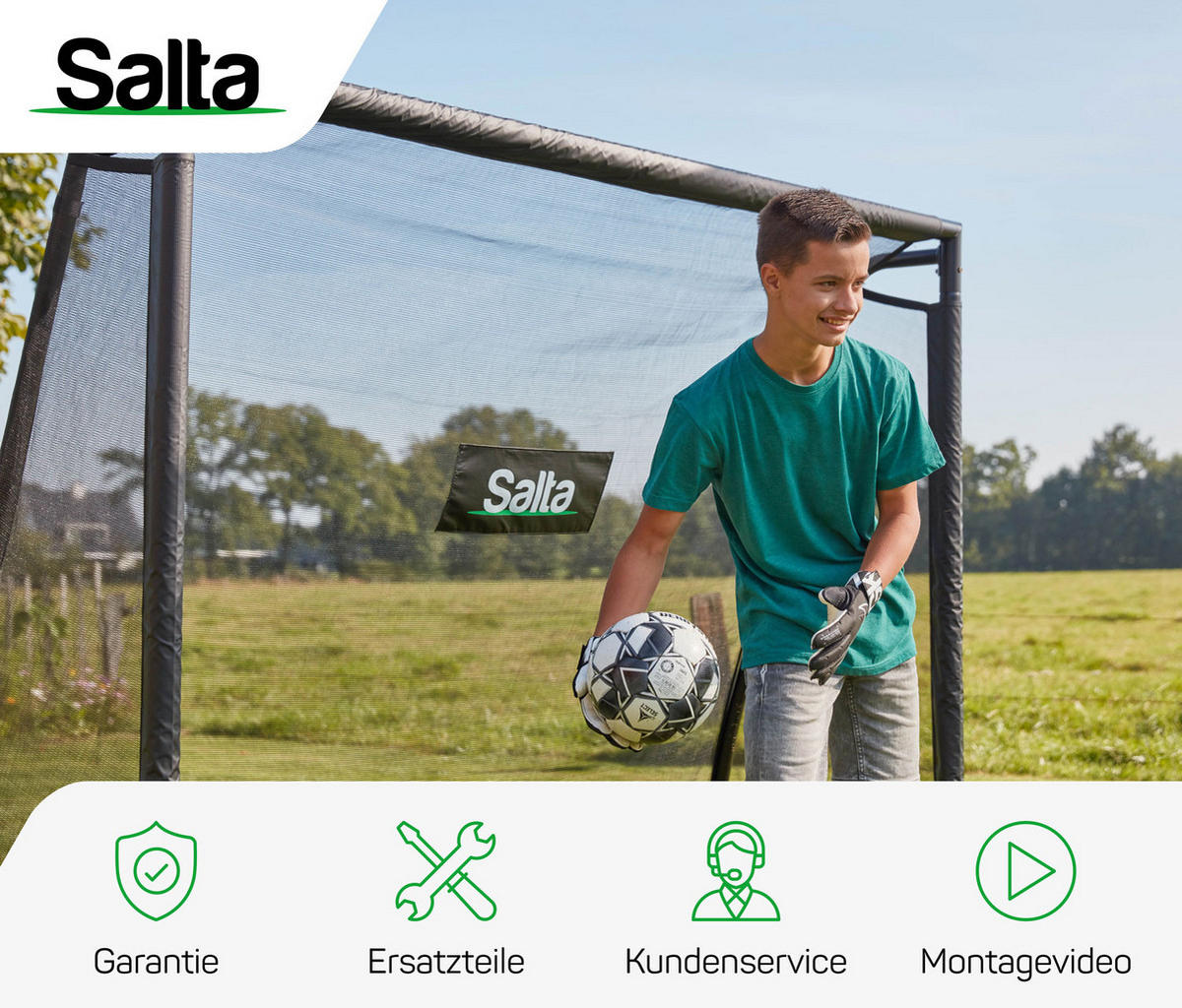 FUßBALLTOR - Schwarz, KONVENTIONELL, Kunststoff/Metall (220/170/80cm) - Salta