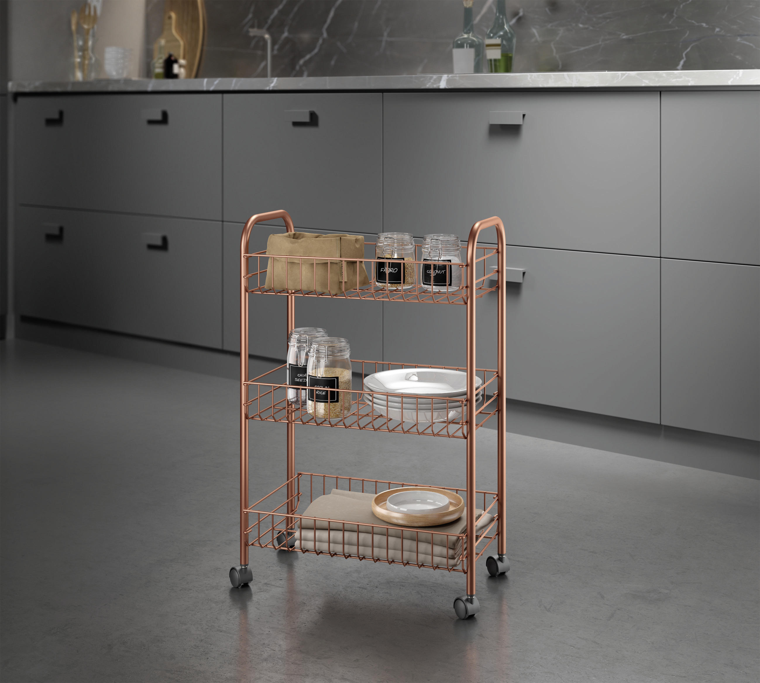 SET ORGANIZATOARE DE BUCĂTĂRI - bronz, Basics, metal (41/63/23cm)