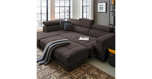 ECKSOFA in Mikrofaser Braun  - Schwarz/Braun, Design, Textil/Metall (207/301cm) - Xora