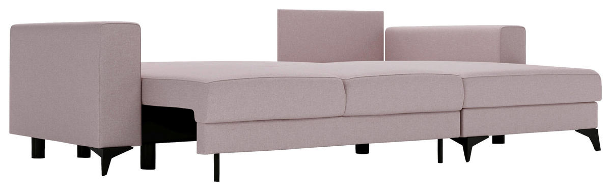 ECKSOFA in Flachgewebe Rosa  - Schwarz/Rosa, Design, Textil/Metall (244/156cm) - Livetastic