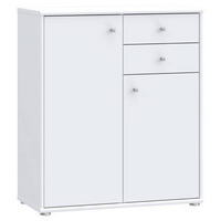 KOMMODE  in Weiss  - Weiss/Alufarben, Design, Holzwerkstoff (73,7/85,5cm)