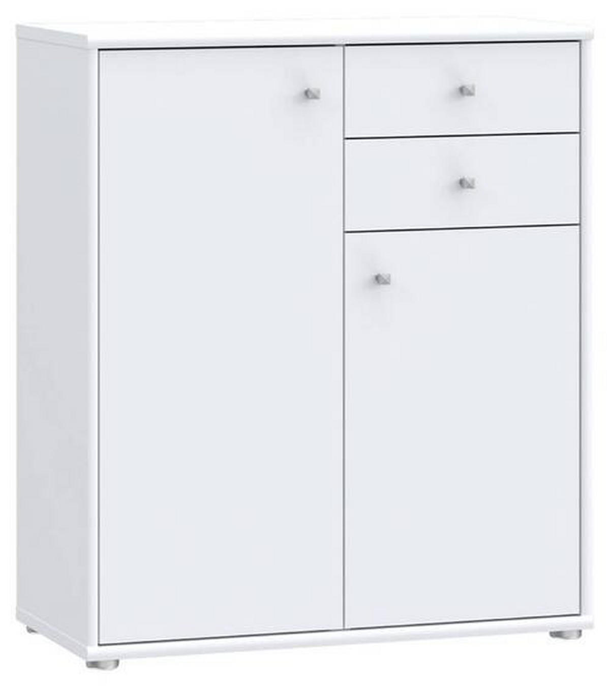 KOMMODE  in Weiss  - Weiss/Alufarben, Design, Holzwerkstoff (73,7/85,5cm)