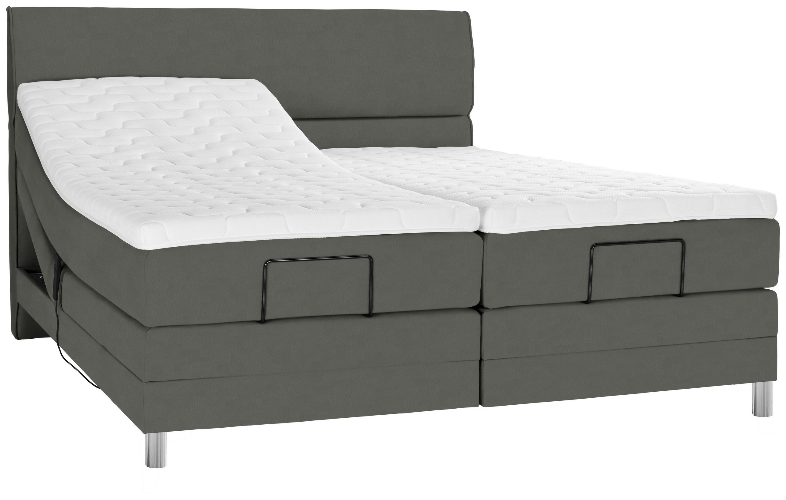 BOXSPRINGBETT 200/200 cm  in Grau  - Chromfarben/Grau, Konventionell, Kunststoff/Textil (200/200cm) - Voleo