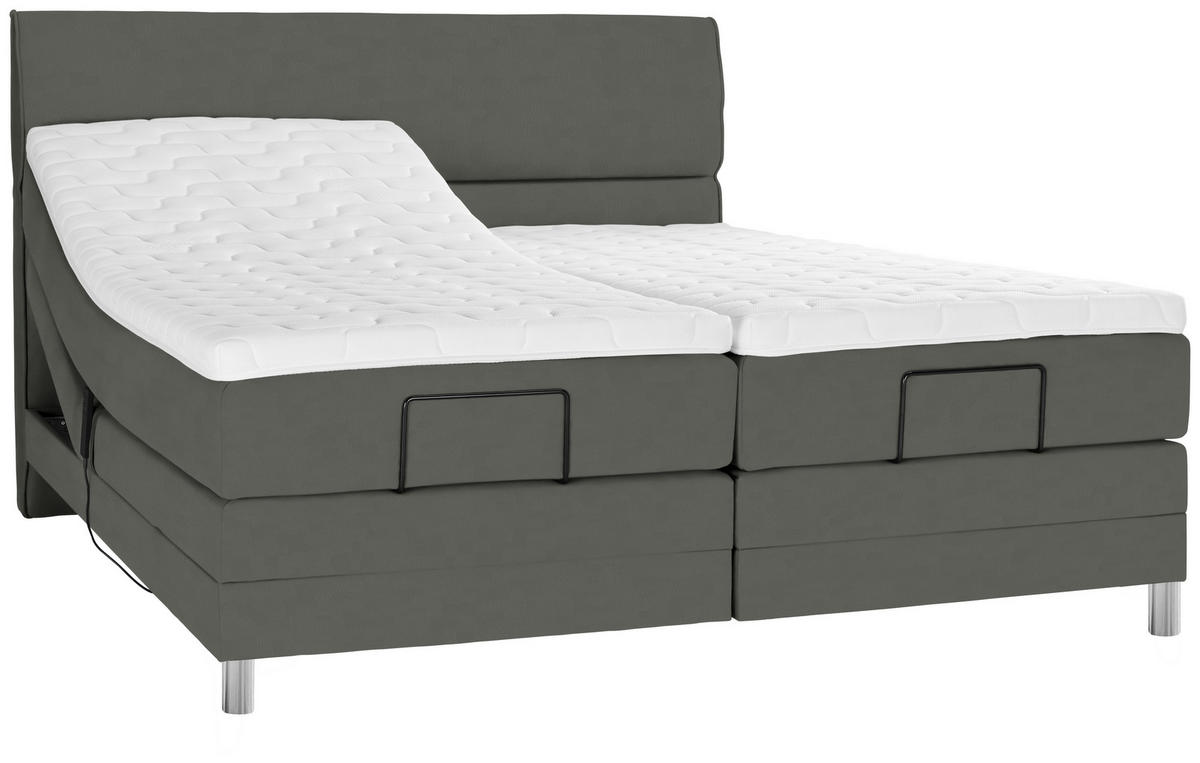 BOXSPRINGBETT 200/200 cm  in Grau  - Chromfarben/Grau, Konventionell, Kunststoff/Textil (200/200cm) - Voleo