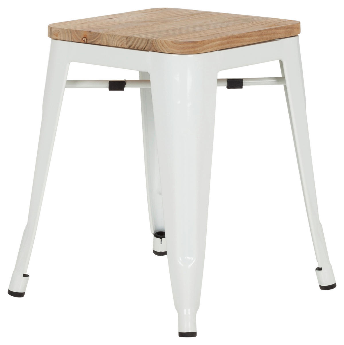 HOCKER Ulme Braun, Weiß  - Braun/Weiß, Basics, Holz/Metall (39/46/39cm) - MID.YOU
