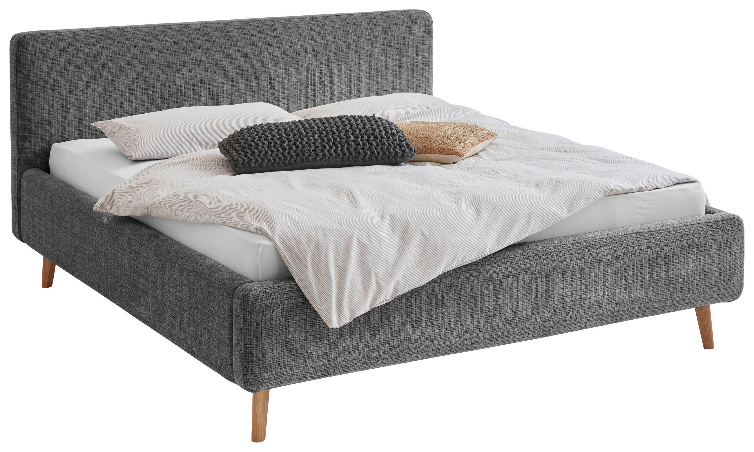 POLSTERBETT 160/200 cm, inkl.  in Anthrazit  - Eichefarben/Anthrazit, Design, Holz/Textil (160/200cm) - Xora
