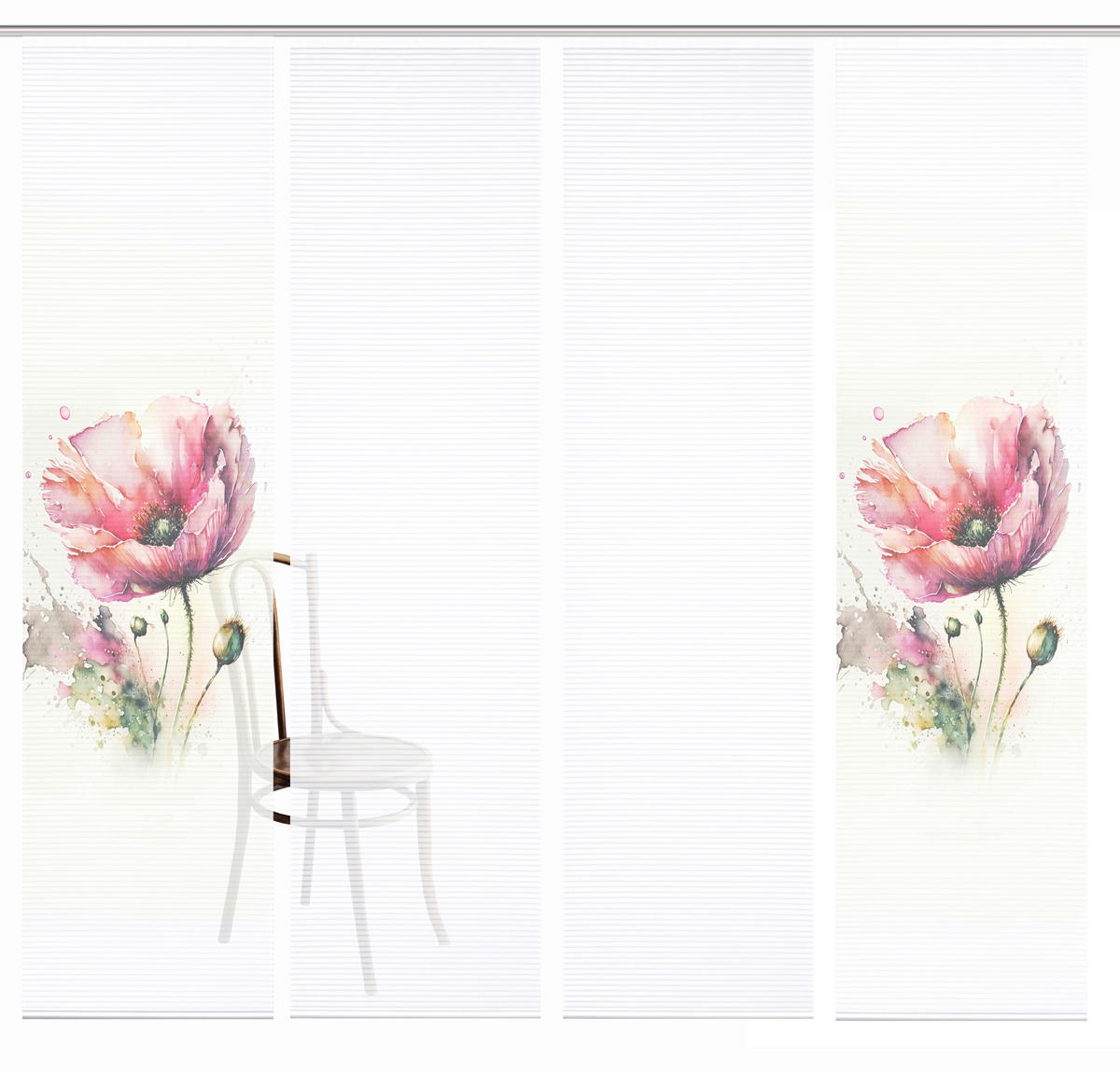 FLÄCHENVORHANG  4 Stück  blickdicht  240/245 cm   - Rosa/Weiß, Natur, Textil (240/245cm)