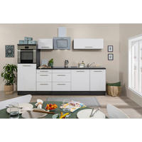 KÜCHENBLOCK 280 cm   Weiss, Eichefarben  - Weiss/Edelstahlfarben, Basics, Holzwerkstoff/Metall (280cm) - Respekta