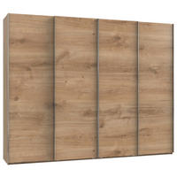 SCHWEBETÜRENSCHRANK 300/236/65 cm,  in Eichefarben, 4 Tür(en)  - Chromfarben/Eichefarben, MODERN, Holzwerkstoff (300/236/65cm) - MID.YOU