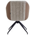 ARMLEHNSTUHL  Sitzfläche 360° drehbar, automatische Rückholfunktion Leinenoptik Echtleder  - Schwarz/Braun, Design, Leder/Textil (60/82/62cm) - Novel