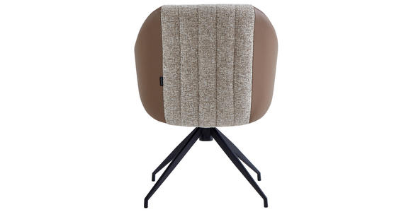 ARMLEHNSTUHL  Sitzfläche 360° drehbar, automatische Rückholfunktion Leinenoptik Echtleder  - Schwarz/Braun, Design, Leder/Textil (60/82/62cm) - Novel